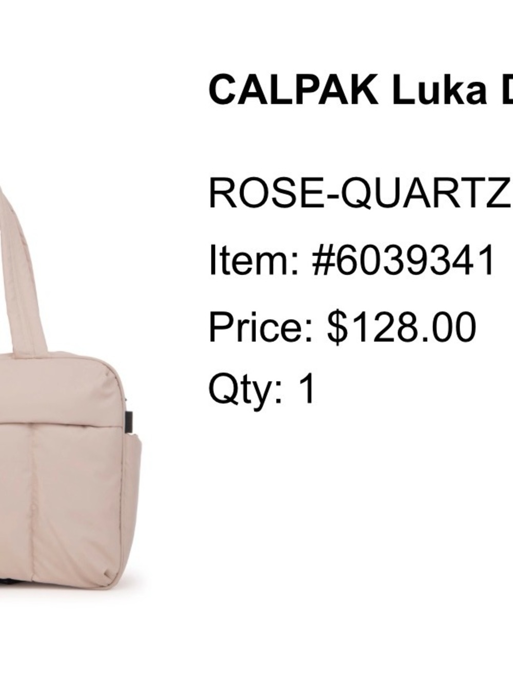 Calpak Luka Duffel in Rose-Quartz Blush - Picture 7 of 8